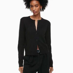 Aritzia Wilfred black cashmere cropped cardigan XXS